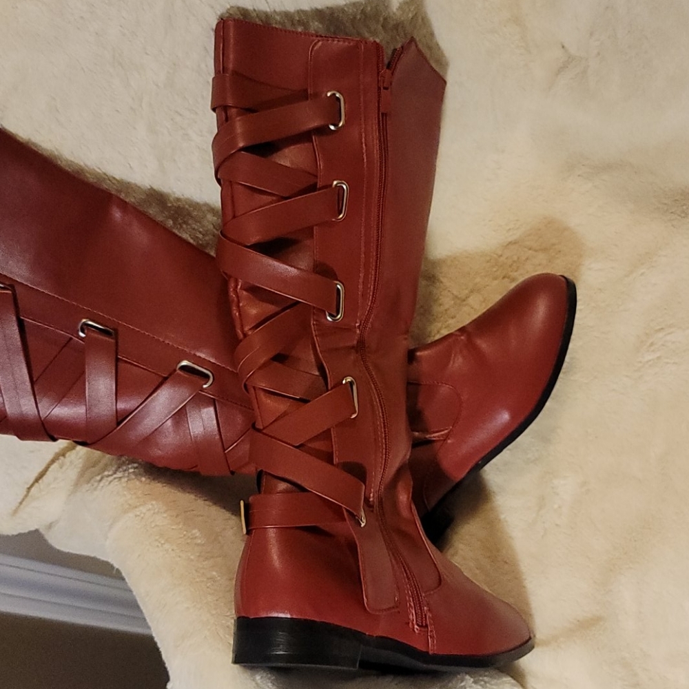 New In Box Lace Up Round Toe Western Boots - Picture 3 of 9